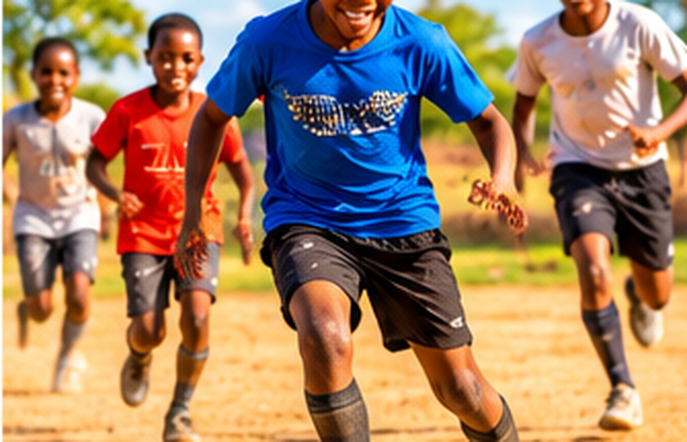 Young people participating in soccer