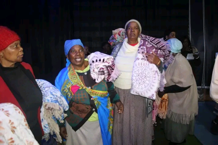 Blankets and warm clothing for elderly women in Johannesburg, South Africa