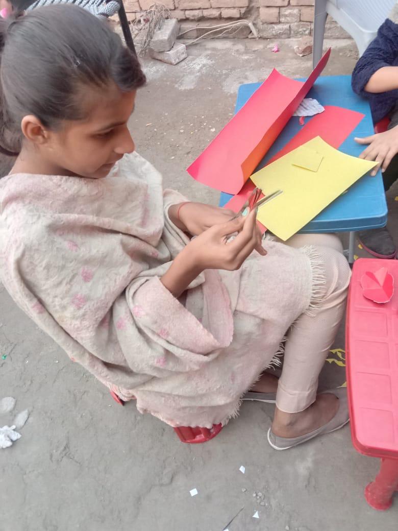Child participating in a creative activity